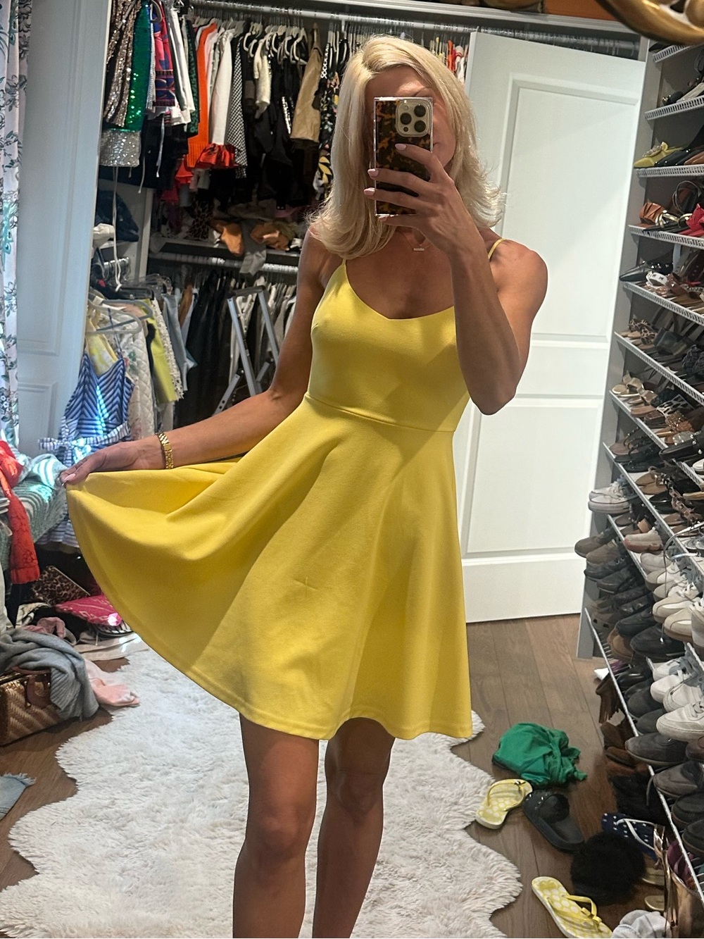 Lulus Yellow Fit & Flare Skater Mini Dress Size XS